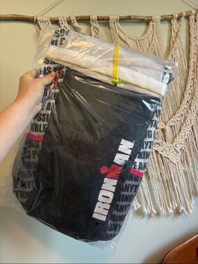 Iron Man Black Tote with White Logo and Pink Accent